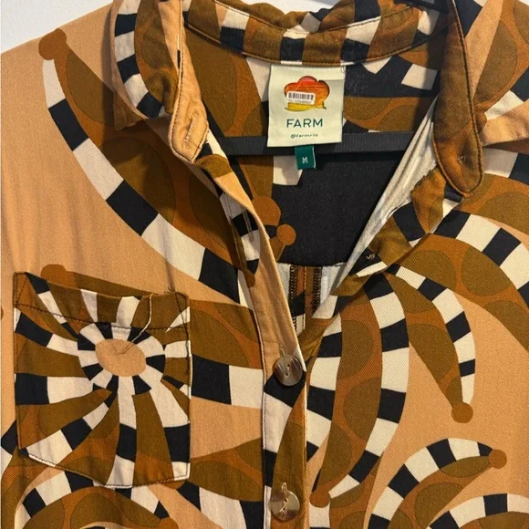 FARM Rio Mustard Geometric Print Long Sleeve Jumpsuit - Picture 8 of 13